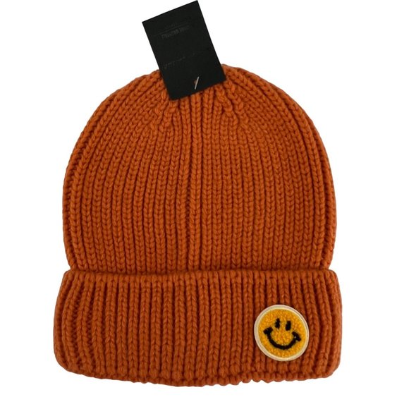Do Everything In Love Smiley Face Beanie Orange One Size NWT - Picture 1 of 2